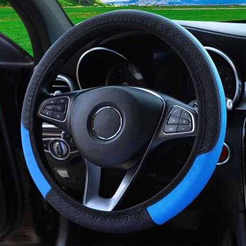 Fashion Simple Car Steering Wheel Cover Breathable Anti-Slip PU Leather Decorative Steering Case Cover Universal for 37-38CM