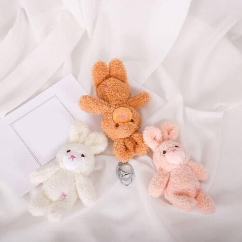 Animal Stuffed Keychain Funny Small Size Good Hand Feel Rabbit Plush Stuffed Keychain