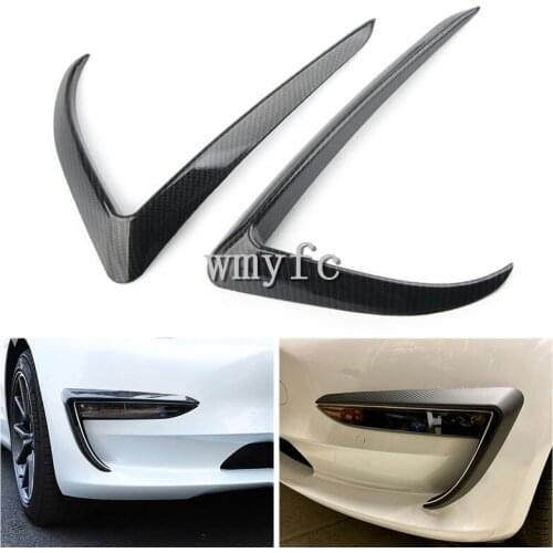 Front Blade Trim For Tesla Model 3 Y Carbon Fiber ABS Black Car Accessories Model3 Three 2021