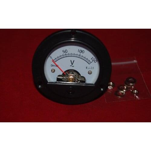 AC 0-150V Small round Analog Voltmeter Analogue Voltage panel meter DH52 Panel Cutout Dia.53mm