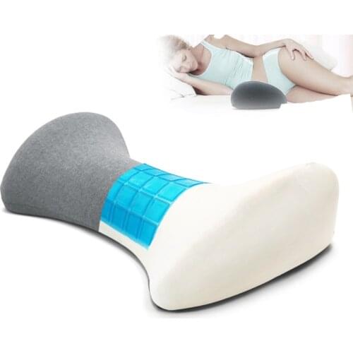 Orthoprdic Memory Foam Gel Lumbar Back Bedding Pillow for Pregnant Women Low Waist Support for Low Back Pain Relieve Pillow