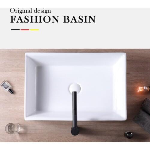 Basin Ceramic Bathroom Sink White Above Counter Basin with Drain Pipe Shampoo Sinks 60*40*16cm