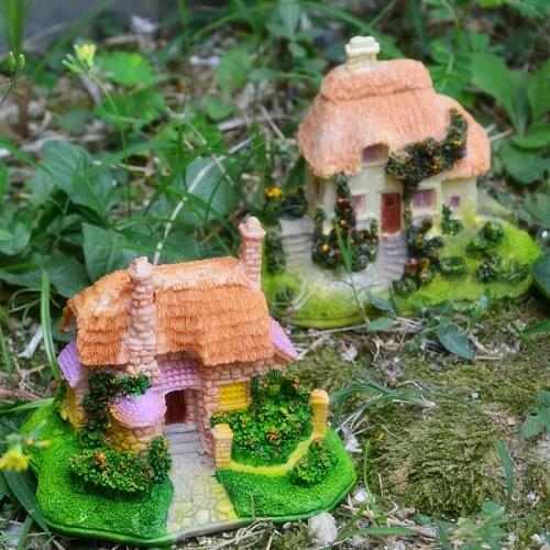 Fairy Garden Miniature Resin House Villa Micro Landscape Bonsai Ornament Decor Mini House Villa Miniature Crafts Kids Toys Gifts