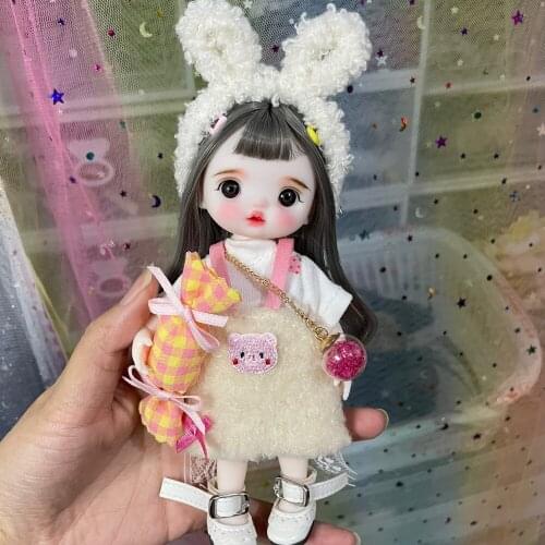 1/8 Scale 16cm Super Cute Smiling Angel Hand Makeup Doll Mini Princess Dolls OB11 Body Joints Figure Model Kids Toys Girl Gift