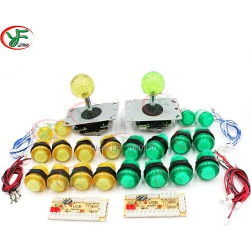 LED Button Arcade DIY Kit 2X USB Encoder Game Controller 2X 5Pin Joysticks 20X 5V Illuminated Buttons 1X LED cable