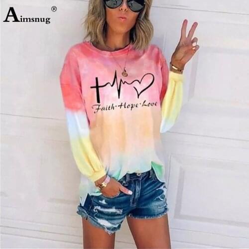 Womens Top Long Sleeve Street hipster Patchwork Color Letter Heart Print Tees Tops Plus Size 4xl 5xl Femme Casual Loose T Shirt