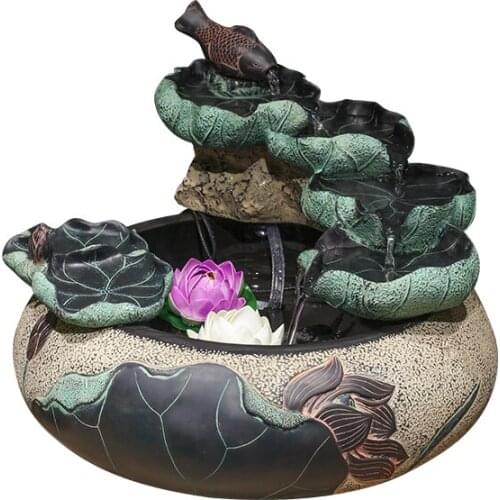 Creative home Zhaocai desktop water fountain ornaments living room humidifier fish tank Fengshui wheel opening gift
