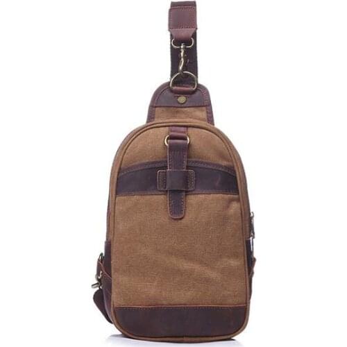 Pinepoxp Vintage canvas/ Leather Men Waist Bag Male Packs Belt Loops Chest Bag Mobile Phone Holder Pouch Male Purse