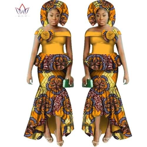 African Women Dashiki Print Clothing Sets Two Pieces Short Sleeve Tops Skirts Set Plus Mermaid Maxi Dress Women Party Clothes