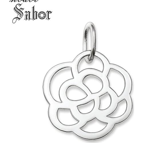 Pendant Arabesque Rose Flower silver color For Women Romantic Gift Charm Pendant Ornament Fit Necklace thomas