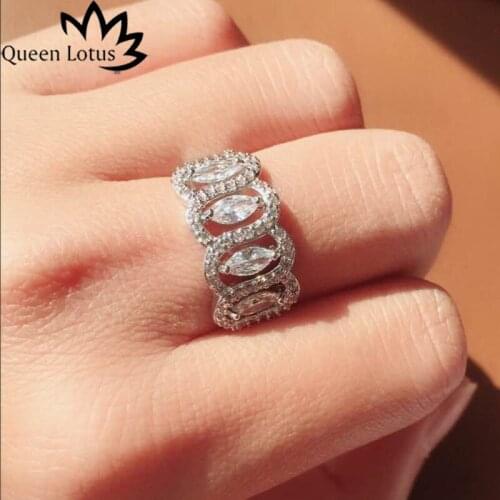Queen Lotus Finger Ring Hollow Crystal Ring Jewelry Women Rings High Quality Cubic Zirconia Wave Ring Ladies Wedding Party Gift