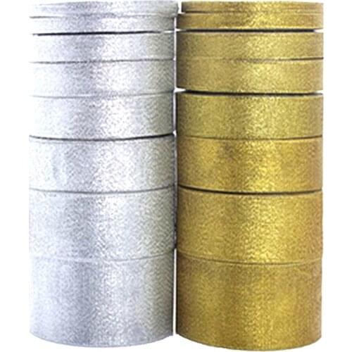Handmade Gold and Silver Ribbon 25 Yard 22M Metallic Luster Wedding Christmas Decoration DIY Webbing Card Gift Wrapping