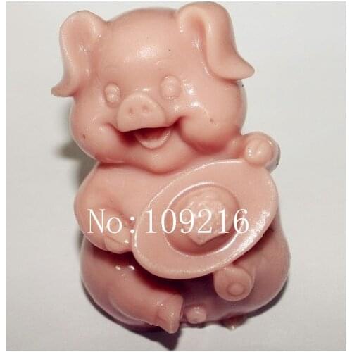 1pcs 3D Gold Ingot Pig (ZX993) Silicone Handmade Soap Mold Crafts DIY Mold
