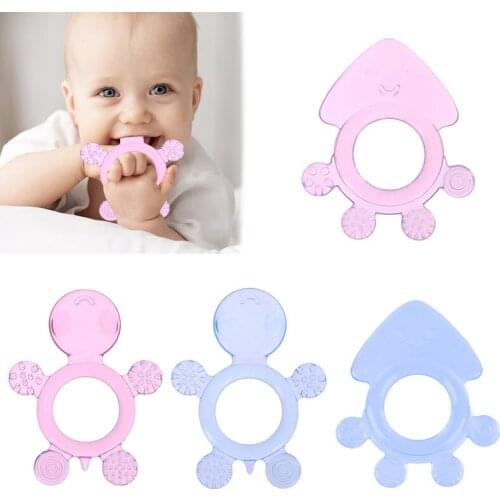 1pc Safety Cute Baby Teether Toys Kids Food Grade Silicone Teether Baby Soother Teething Chewable Pacifier Toys Baby Health Care