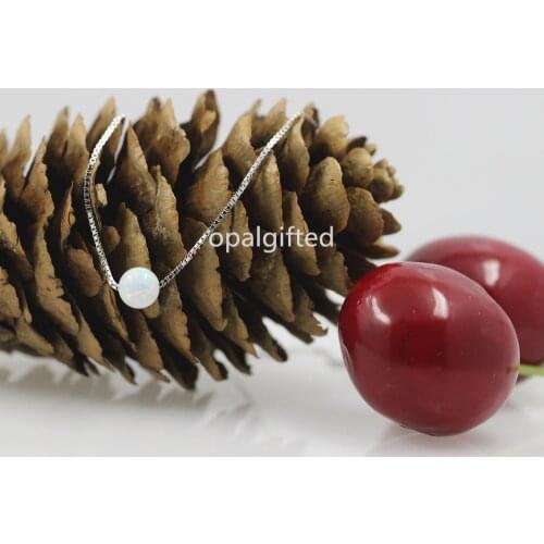 1pc/lot)2020 New Fashion Cute 5mm op17 White Opal Stone opal bead Necklace Pendants Christmas Gift For Women And Girlnecklace