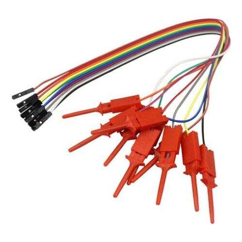 10pcs High Efficiency Test Hook Clip Logic Analyzer Cable Gripper Probe Test Clamp Kit Random Color Red Connector