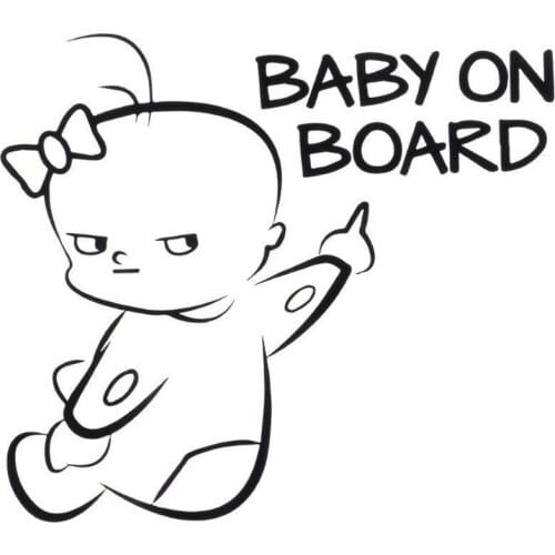 16*14.1CM BABY ON BOARD Funny Car Sticker Warning Sign Decal Black And White