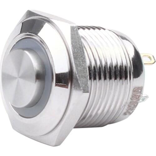 16mm High Round head Waterproof Momentary Metal Push Button Switch LED Light Car Horn Auto Reset switches Self-Recovery