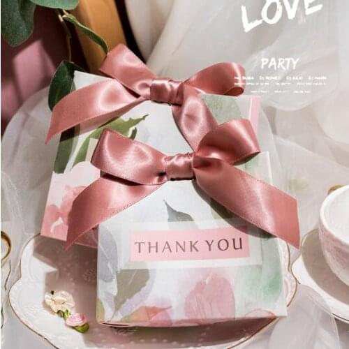 20pcs Thank you Paper Gifts Box Wedding Favors for Guests Candy Bag Box Party Decorations Baby Shower Gift Bag Packaging