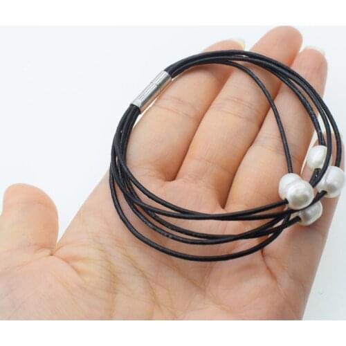 5rows freshwater pearl white egg 7-9mm bracelet 7.5inch FPPJ wholesale beads nature