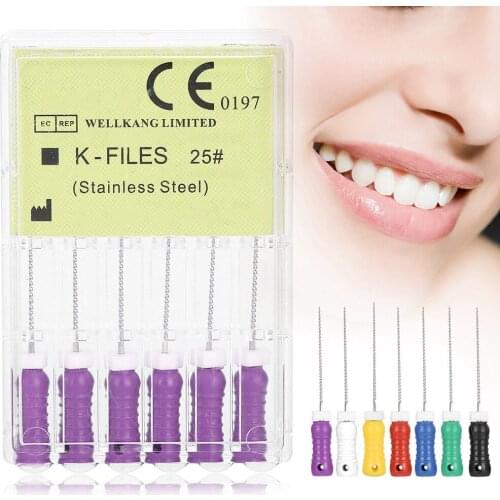 7 Color Choose Dental Endo Root Needle K-FILES For Dental 21mm SS Root Canal Ddurable Endodontic Instrument Clean Wiht Holder