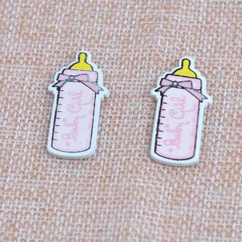 50pcs 35x18mm Cute Pink Baby Feeder Pattern Wood Crafts Fit Sewing Scrapbooking Crafts KS15418-9