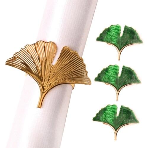 6Pcs Ginkgo Leaf Napkin Rings Creative Metal Napkin Buckle for Party Wedding Hotel Table Decor Napkin Rings