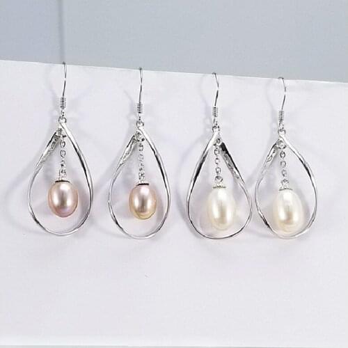 925 Sterling Silver To Create Simple Earrings Temperament Wild Pearl Earrings Geometric Circle Earrings Iong Earrings Female