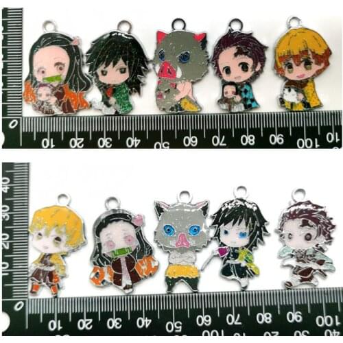Hot Sale 100 pcs Anime Kimetsu no Yaiba Charm Pendants DIY Jewelry Making Accessories D-180