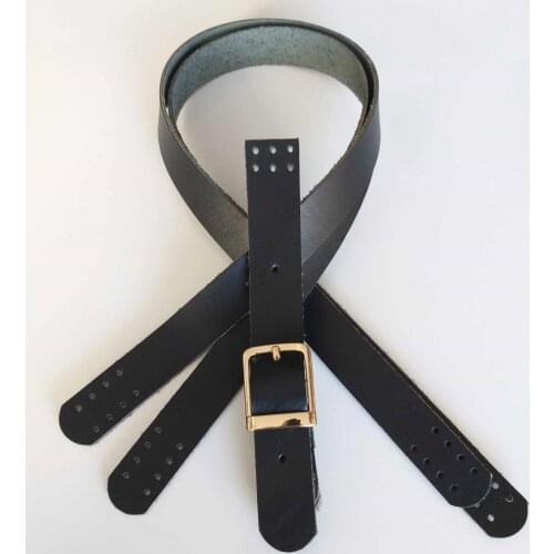 Genuine Leather Double Handle Buckle Cover Light Gold Black