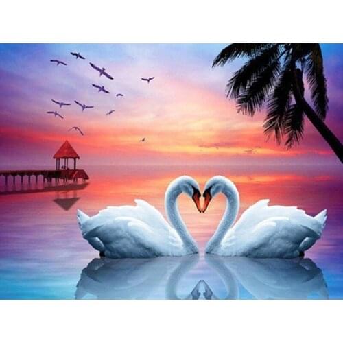 SenyuArt 5D Diamond Painting Full Round Square Embroidery Picture Mosaic Accessories Swans Beach Paiting Cross Stitch Home Decor