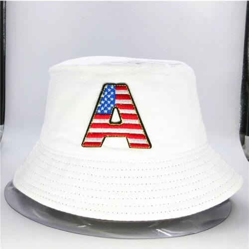 American flag A embroidery cotton Bucket Hat Fisherman Hat outdoor travel hat Sun Cap Hats for kid men Women 62