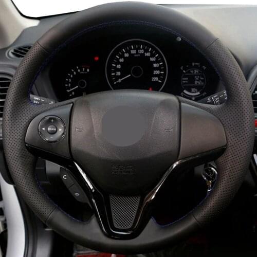 DIY Black Faux Leather Car Products Steering Wheel Cover For Honda City 2014-2019 Fit 2014-2019 Jazz 2014-2019 HR-V HRV 2016