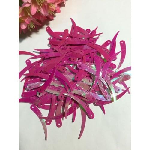 1000pcs Chilli Ivory Shape Sequins 5*32 mm PVC Flat For Crafts Garment Decoration Paillette 1 Hole Rose Red AB