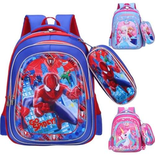Disney new boys backpack spiderman primary school bag 3d cartoon childrens schoolbag kindergarten backpack