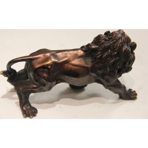 Chinese Folk Copper BRASS large-scale cat branch animal Ferocious Lion Statue Garden Decoration 100% real Brass BRASS