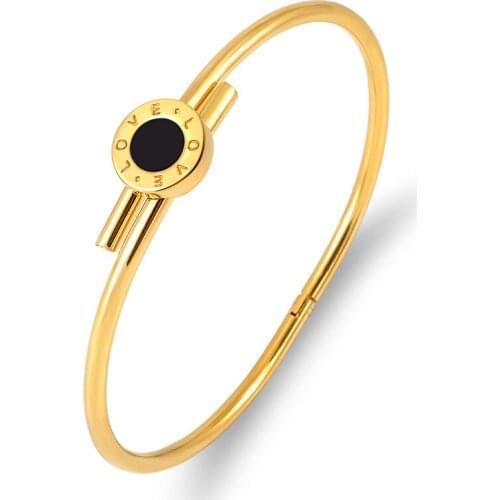 Classic Jewelry Letter LOVE Bangles & Bracelet for Women Stainless Steel Round Black Wire Bracelet Fashion Bijoux Couple Gift