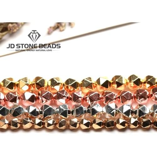Rose Gold Round Faceted Hematite beads Size 8-10mm High Quality Magnetic Gemstone For Jewelry Making Hot sale Free Shipping