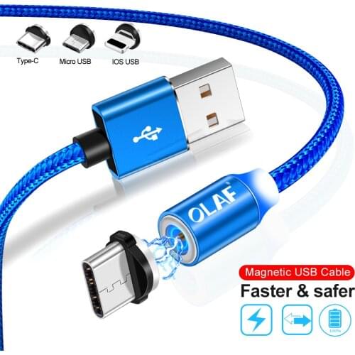 OLAF Magnetic USB Cable For iPhone Xs Xr X Fast Charging Micro USB Cable USB Type C Magnetic Charger For Samsung Xiaomi Huawei