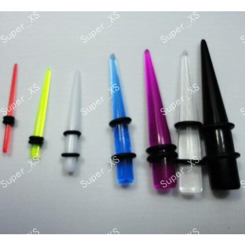 Whole Lots 40 Pcs Mixed Size Colored Acrylic Resin Ear Expansion Pole Jewelry Bulk Lots Free shipping LR235