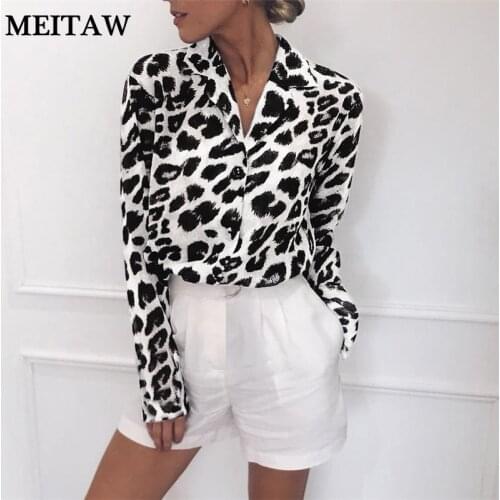 Plus Size Women Chiffon Shirt Blouse 2021 Spring Casual Loose Elegant Office White Tops Vintage Leopard Print Shirts