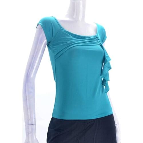 Ballroom dance Latin dance lotus leaf wide collar shirt short sleeve Latin top T12011