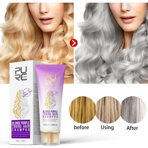 Blonde Purple Hair bleaching shampoo For Silver Ash Removes Yellow Brassy Tones Blonde Bleached Hair Shampoo 100ml