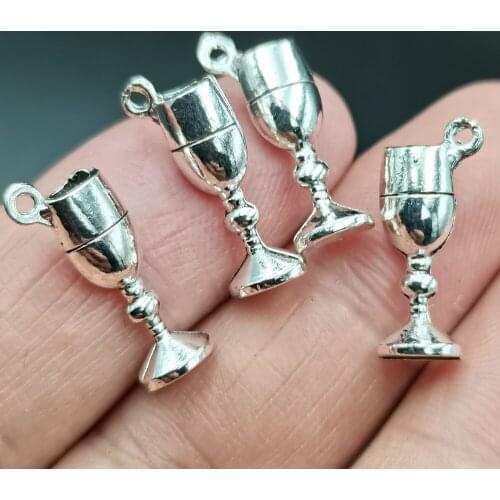 Antiquing 20PCS Wine Glass Charms Tibetan Silver Color 3D Time For Cocktails Pendants Goblet Margarita Martini Charms