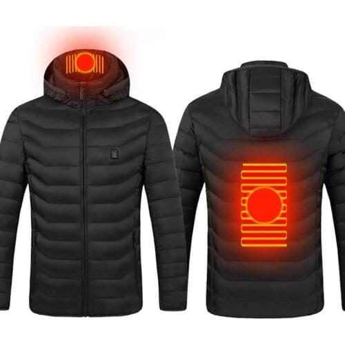 USB Electric Heated Warm Hooded Jacket Coat Infrared Heating Long Sleeve Thermal Hooded Jackets Outdoor Vest Coat High Quality