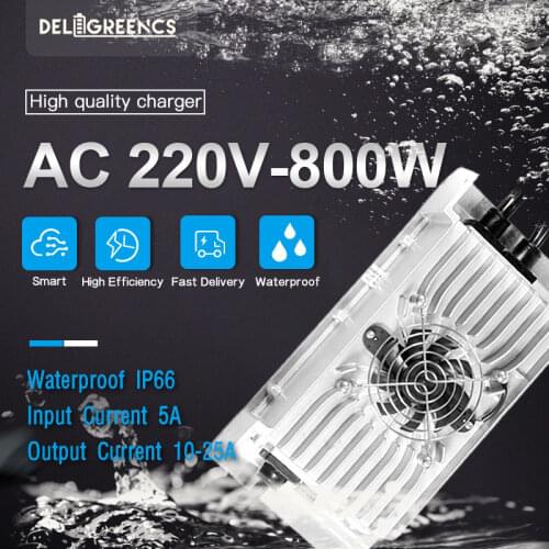 Smart 800W Charger For EV Car Motorcycle Waterproof 24V 36V 48V 60V 72V 10A 15A Onboard Charger