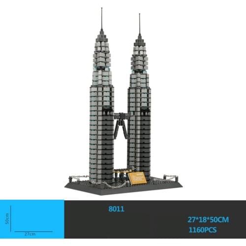 World famous Architecture Malaysia Kuala Lumpur City Centre Petronas Twin Towers building block assembly model bricks toys
