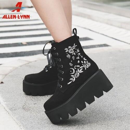 Women Ankle Boots New Fashion Embroidered Concise Classic Ankle Boots Women Platform Wedges Ladies Short Booties Casual Shoes