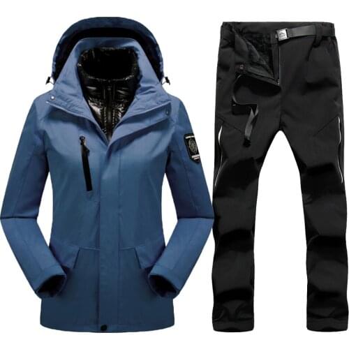 Winter Thick Warm Ski Suit Women Windproof Waterproof Outdoor 2 In 1 Snow Jackets Pants Set Female Snowboard Tracksuits Brand