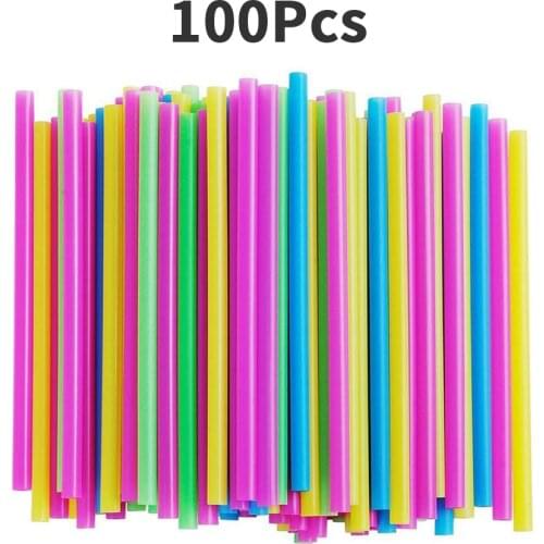 100Pcs Colorful Large Drinking Straws Milkshakes Cocktails Smoothies Plastic Straw Straight Tube Disponible Straw Party Supplies